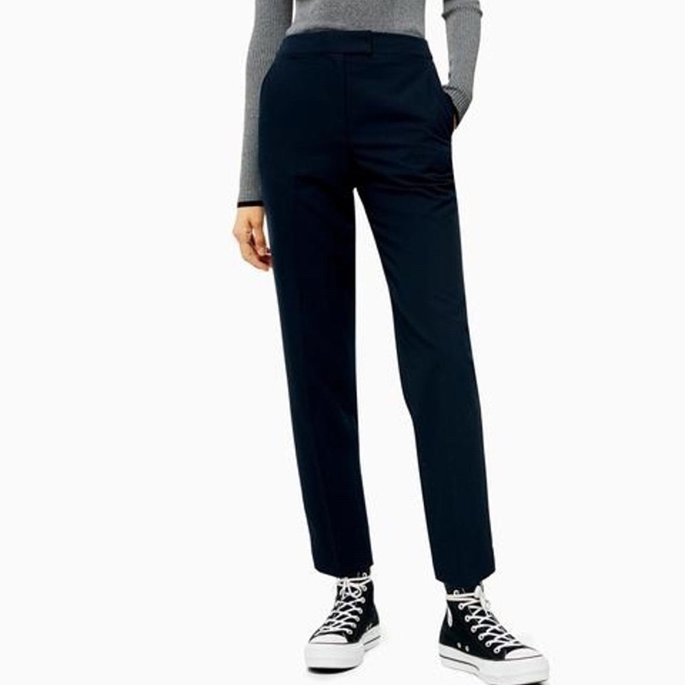 Topshop Navy Cigarette Trouser Cropped Women’s Pants
